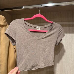 Bozzolo Women's V-Neck Ribbed Crop Top